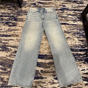 Rag & Bone Logan Misty with Jewel Wide-Leg Light Wash Jeans
